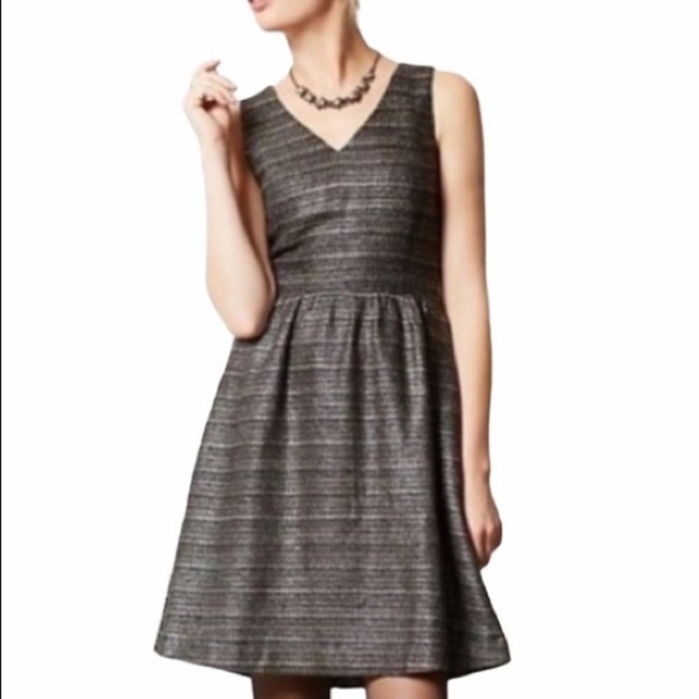 Anthropologie Moulinette Soeurs Metallic Tweed Dress Copper Sz 0